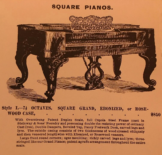 1861 Steinway Square Grand Piano - octagonal legs